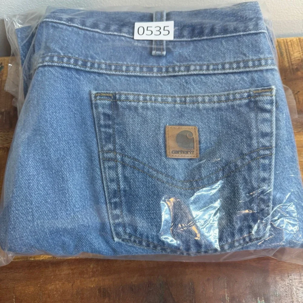 Carhartt Mens 38x26‎ Light Wash Jeans Straight Leg Workwear Denim